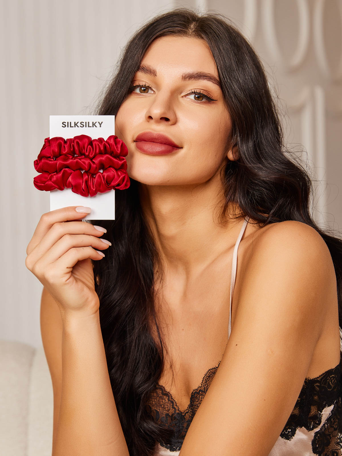 [Red] SilkSilky 19Momme Pure Silk Scrunchie 002