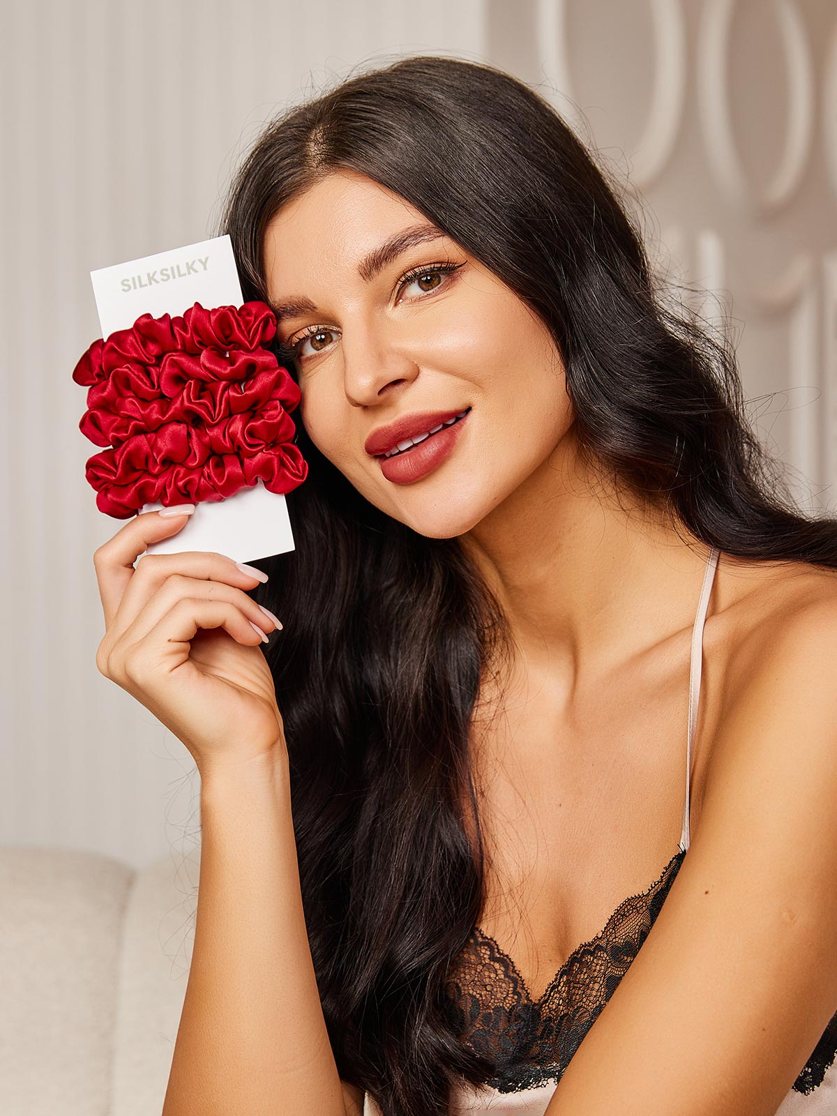[Red] SilkSilky 19Momme Pure Silk Scrunchie 002