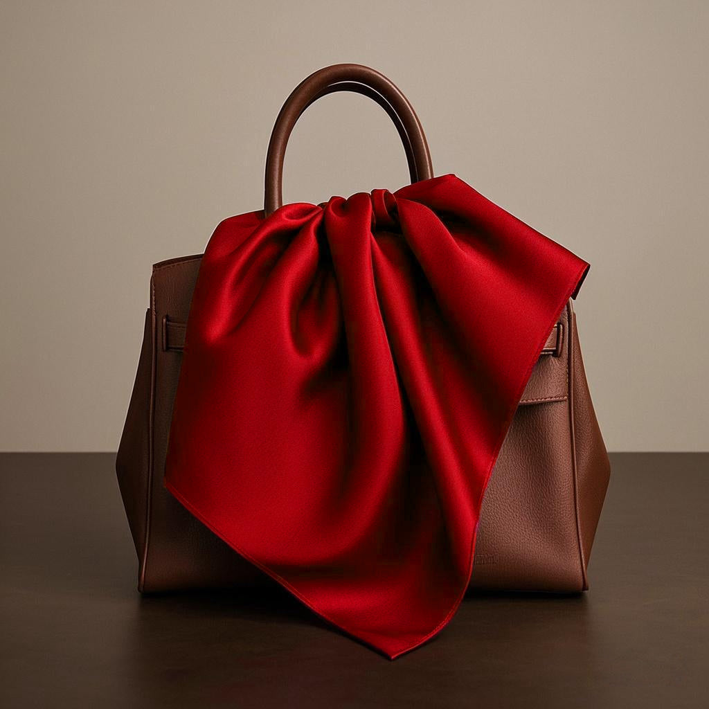 [Red] SilkSilky Pure Silk Scarf 002