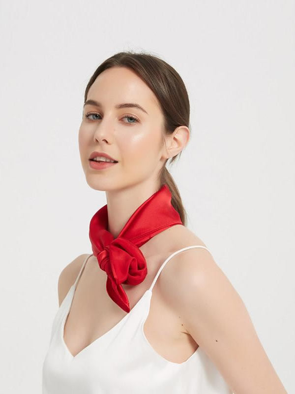 [Red] SilkSilky Pure Silk Scarf 005