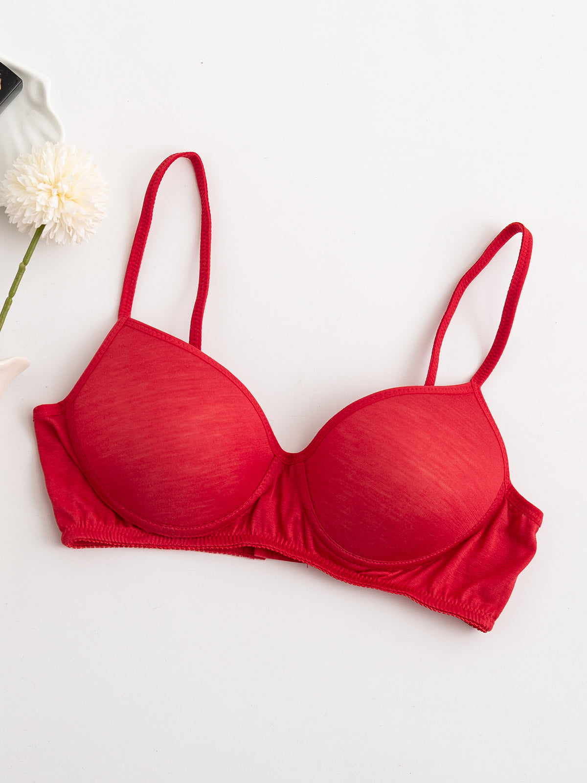 [Red] SilkSilky Silk Knitted Bra 006