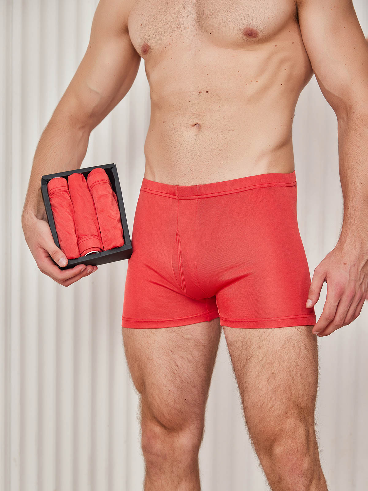 [Red] SilkSilky Silk Knitted Mens Underwear 001