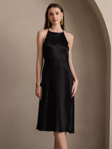 SilkSilky  19Momme Silk Sleeveless Dress Black 004