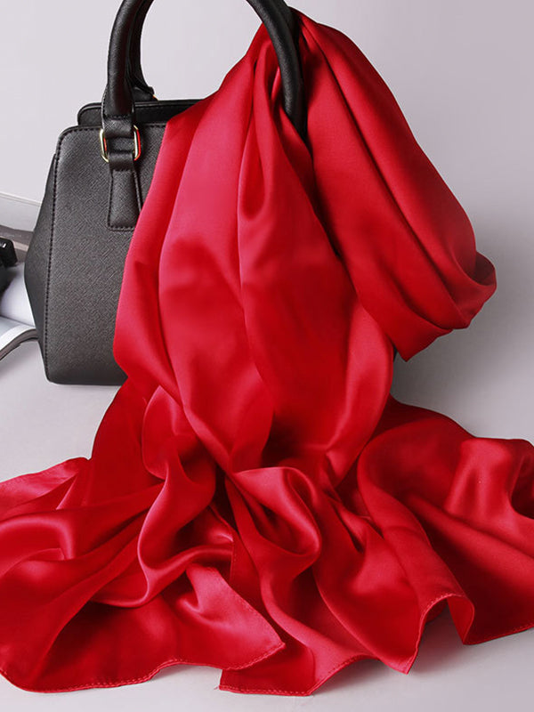 SilkSilky  Pure Silk Scarf Red 001