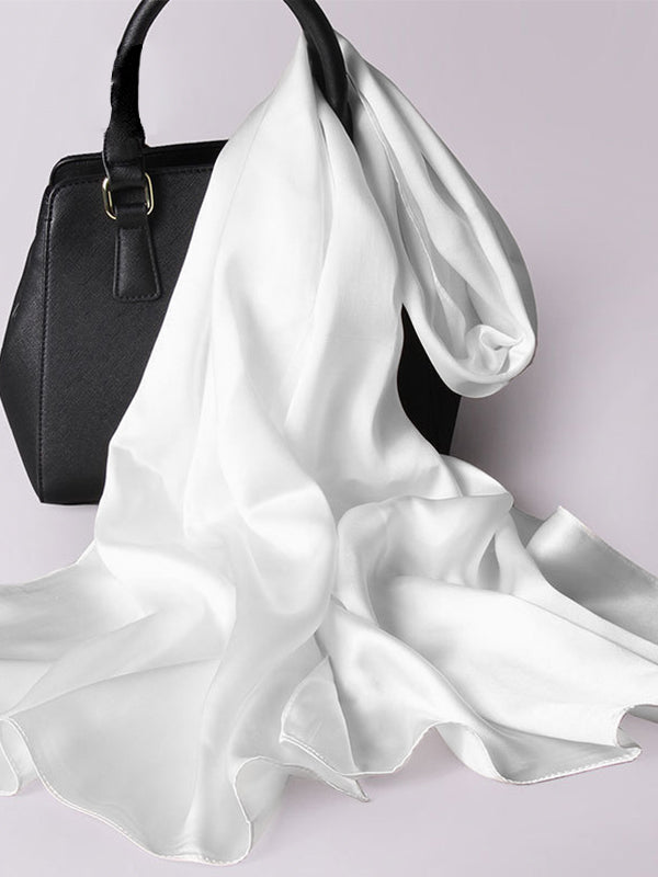 SilkSilky  Pure Silk Scarf White 001