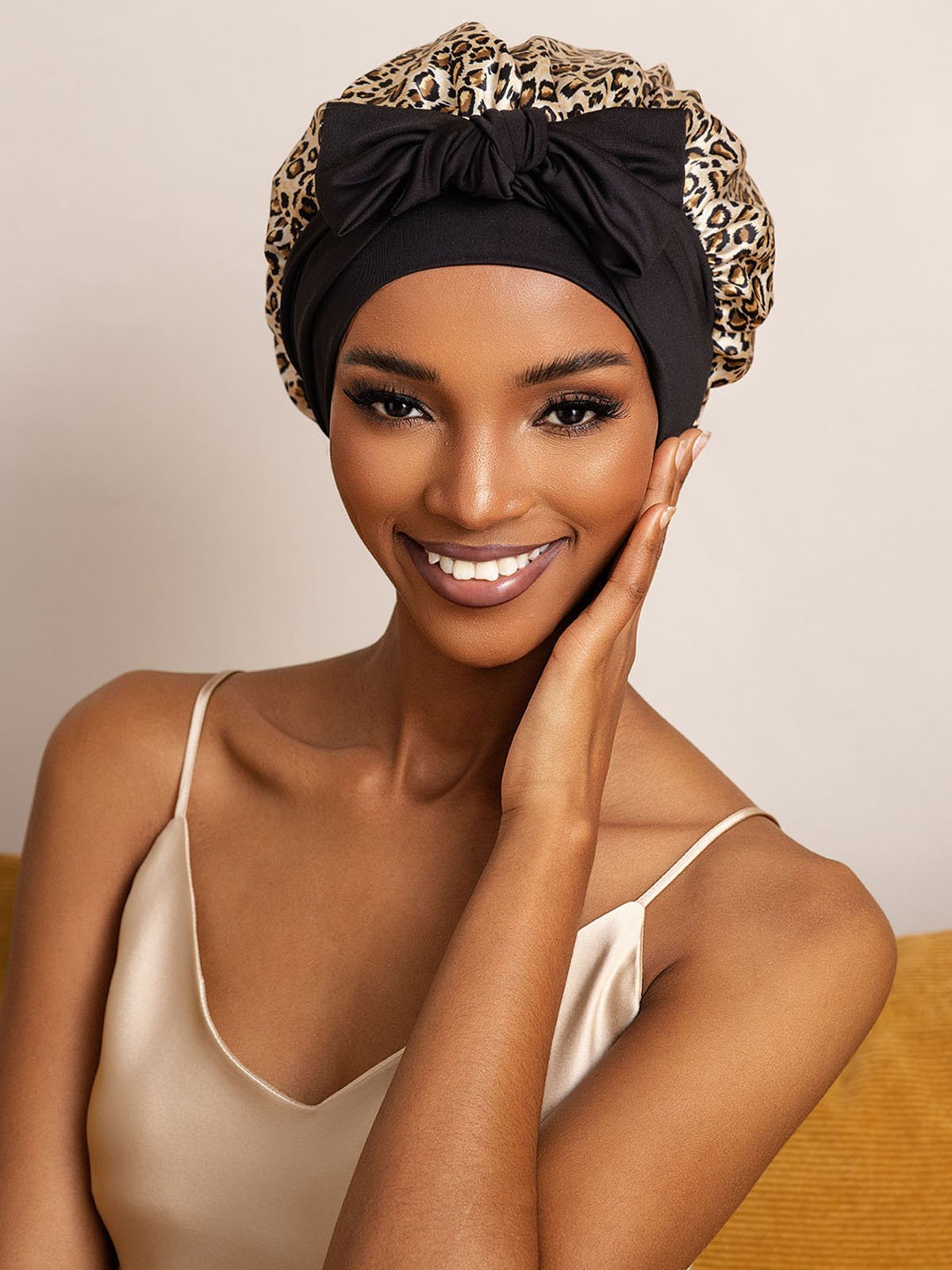 SilkSilky Pure Silk Sleep Cap Leopard 001