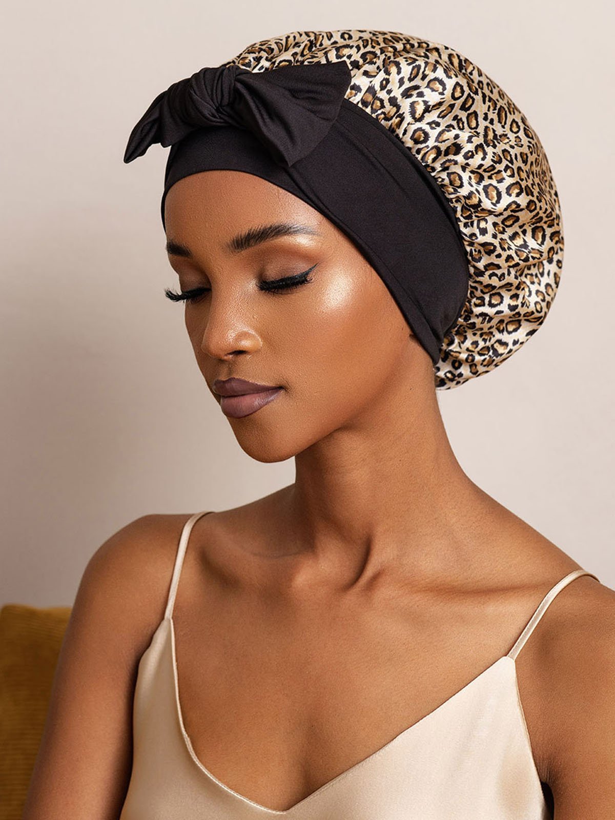 SilkSilky Pure Silk Sleep Cap Leopard 002