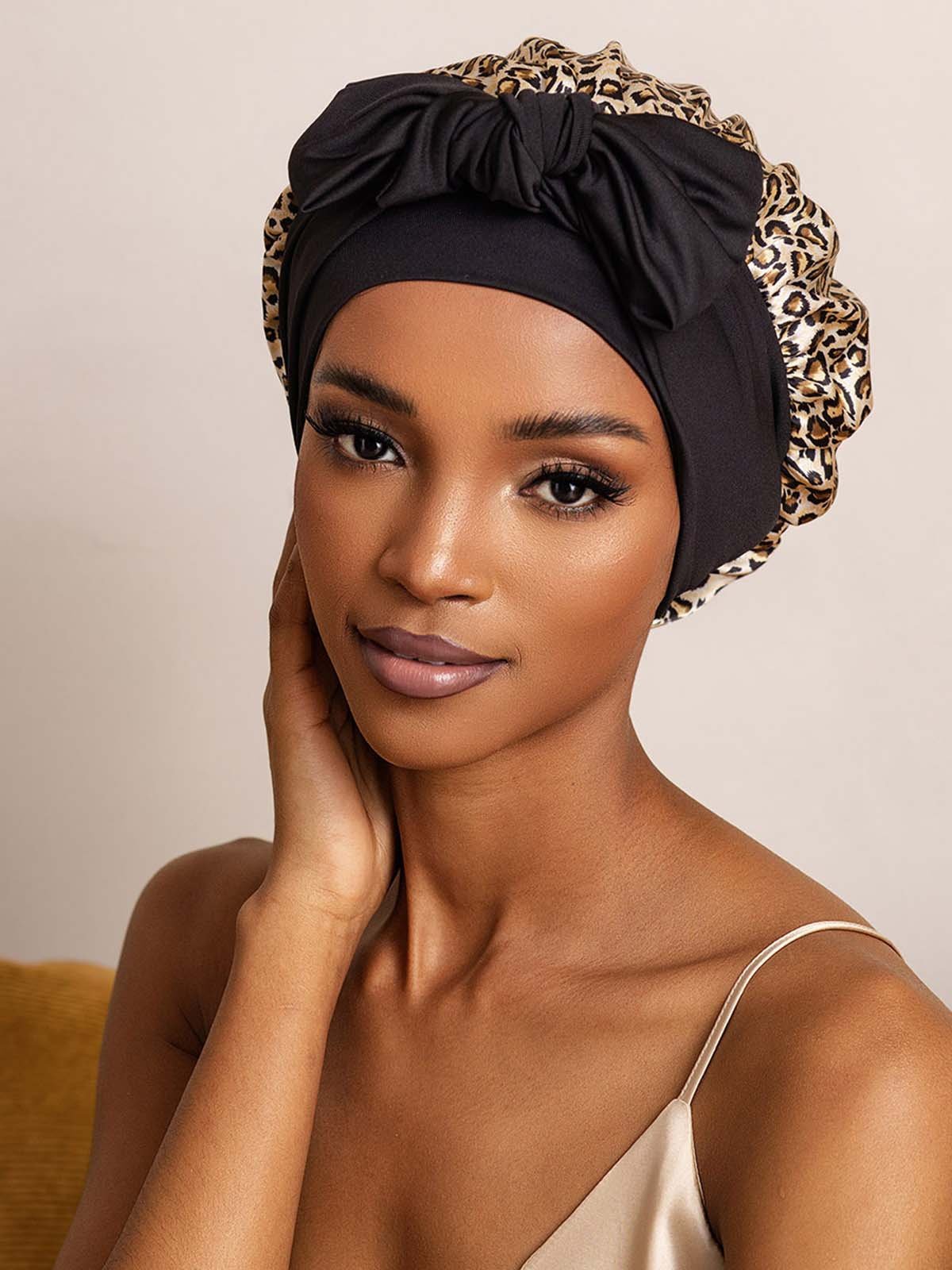 SilkSilky Pure Silk Sleep Cap Leopard 003
