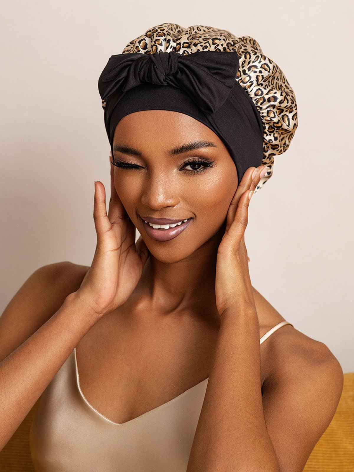 SilkSilky Pure Silk Sleep Cap Leopard 004