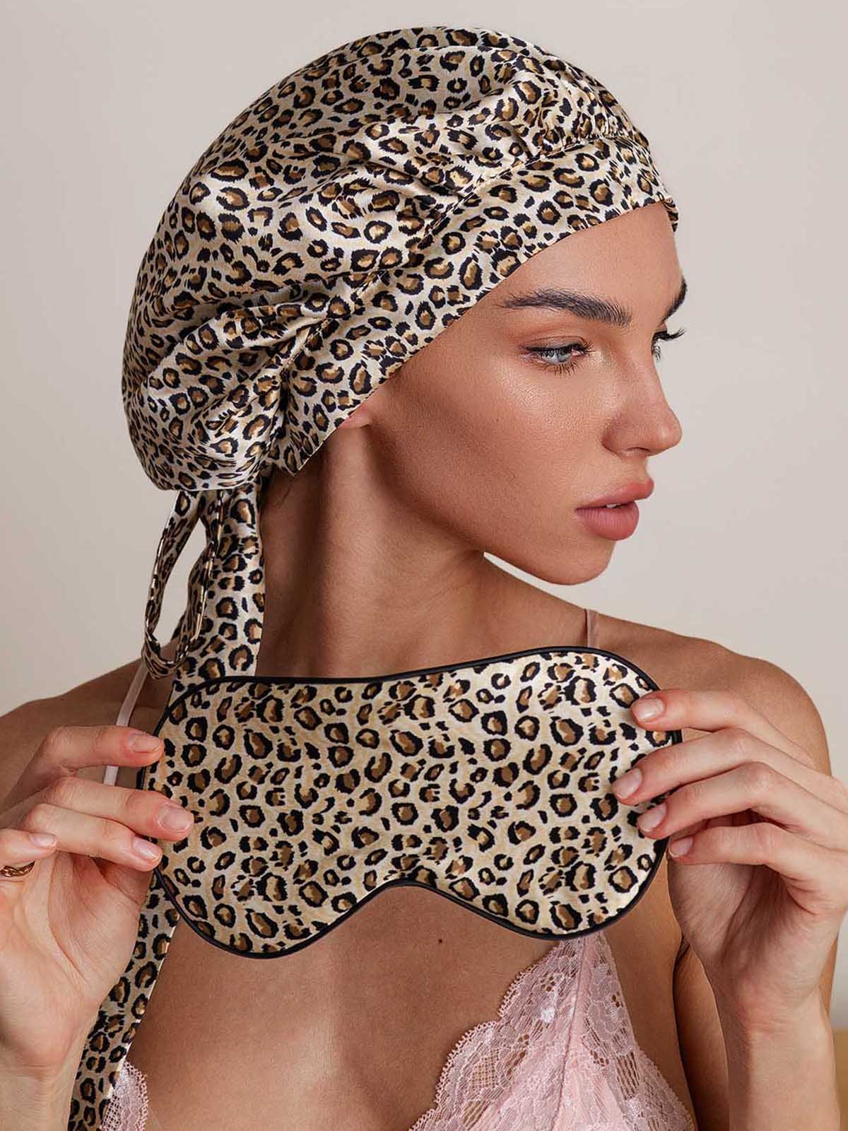SilkSilky Pure Silk Sleep Cap Leopard 005