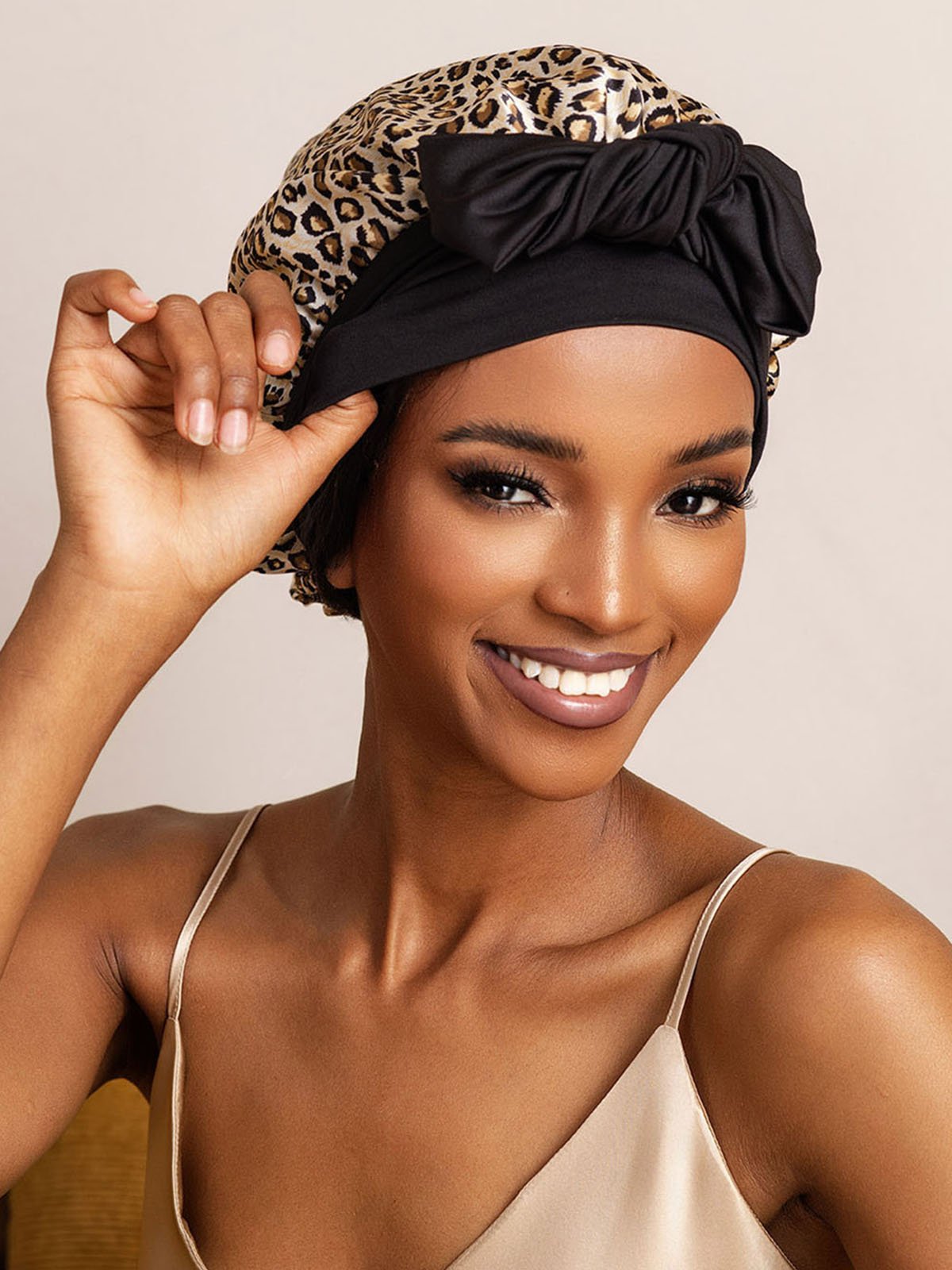 SilkSilky Pure Silk Sleep Cap Leopard 006