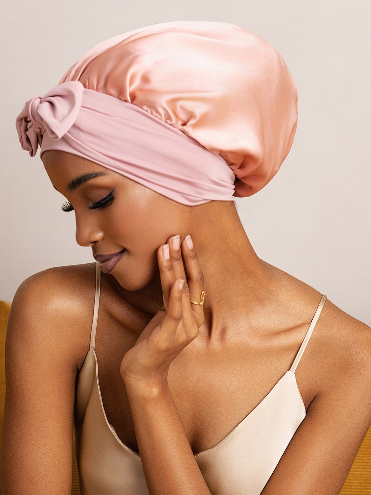 SilkSilky Pure Silk Sleep Cap Pink 002