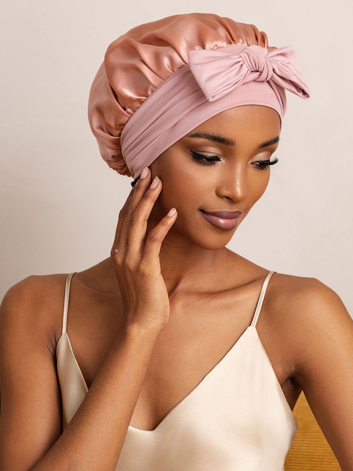SilkSilky Pure Silk Sleep Cap Pink 003