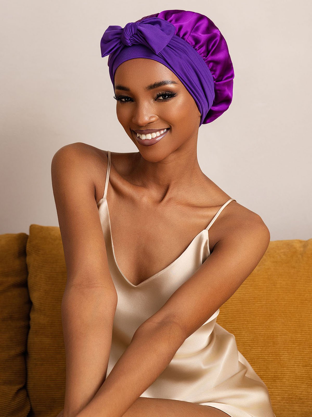 SilkSilky Pure Silk Sleep Cap Purple 004