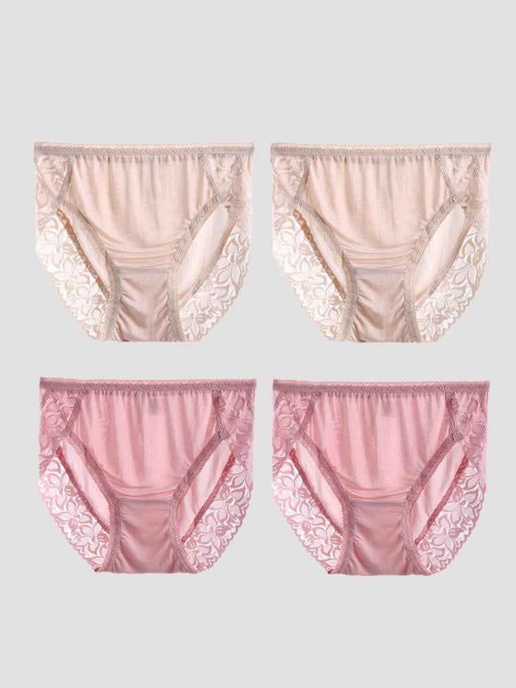 SilkSilky  Silk Knitted Panty Beige+Pink 003