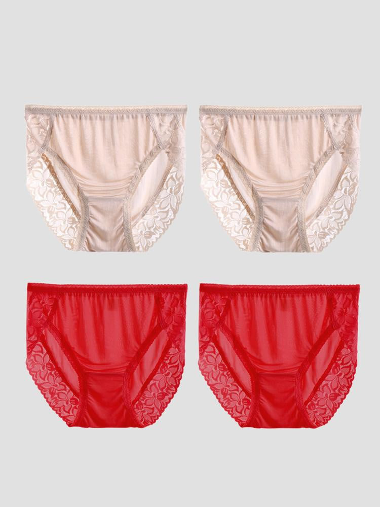 SilkSilky  Silk Knitted Panty Beige+Red 003