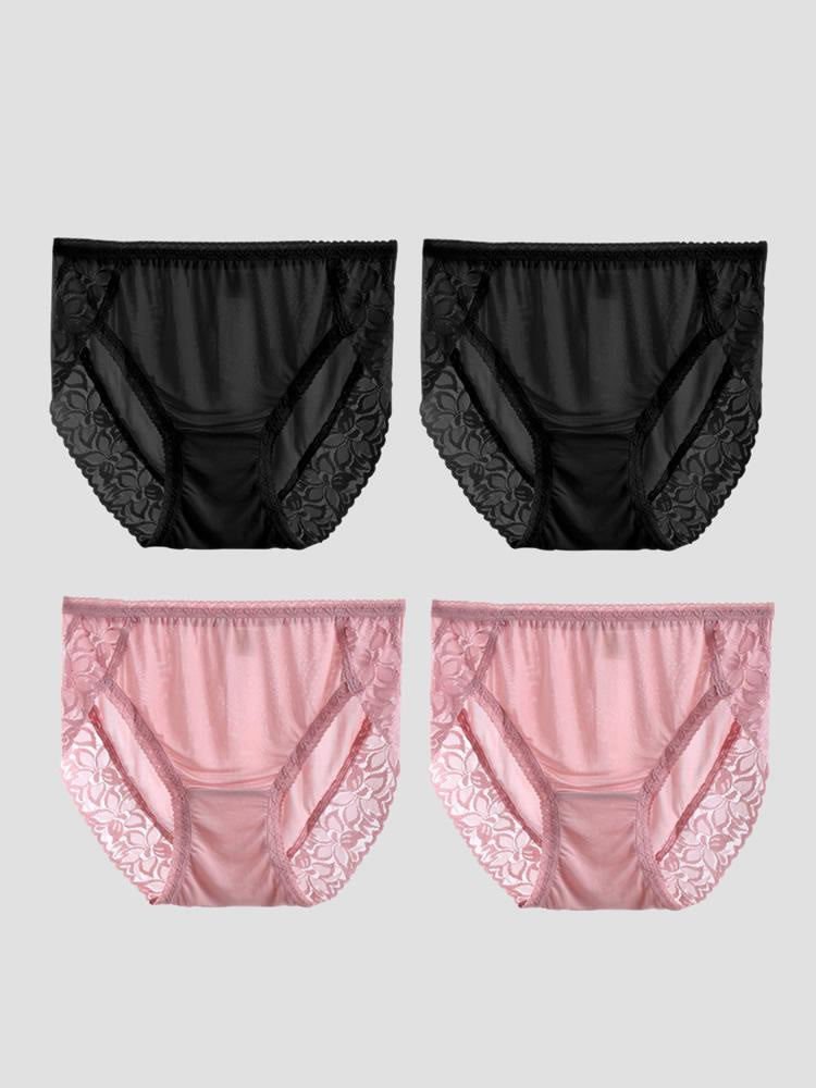 SilkSilky  Silk Knitted Panty Black+Pink 003