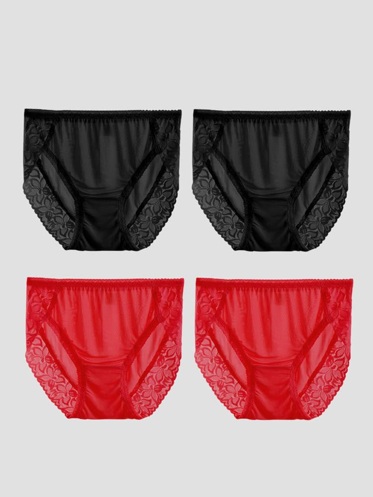 SilkSilky  Silk Knitted Panty Black+Red 002