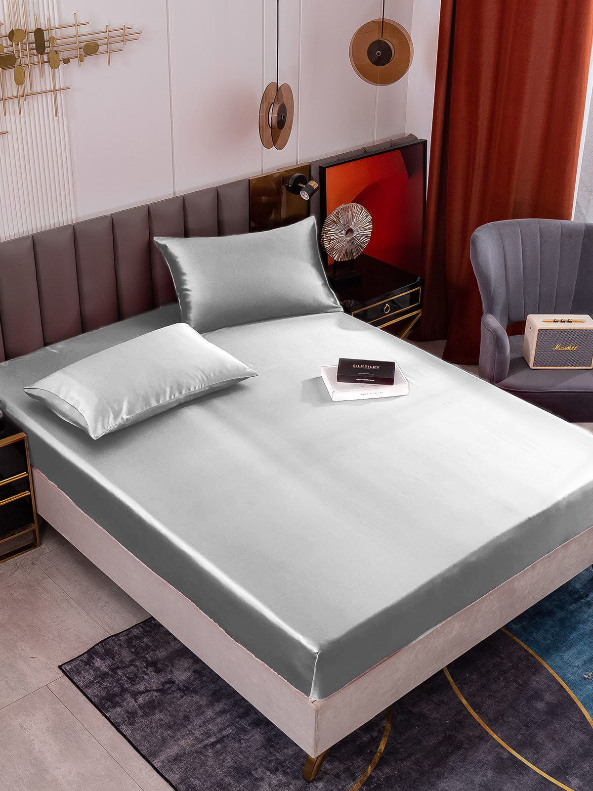[Silver] SilkSilky 19Momme Pure Silk Bedding Set 001