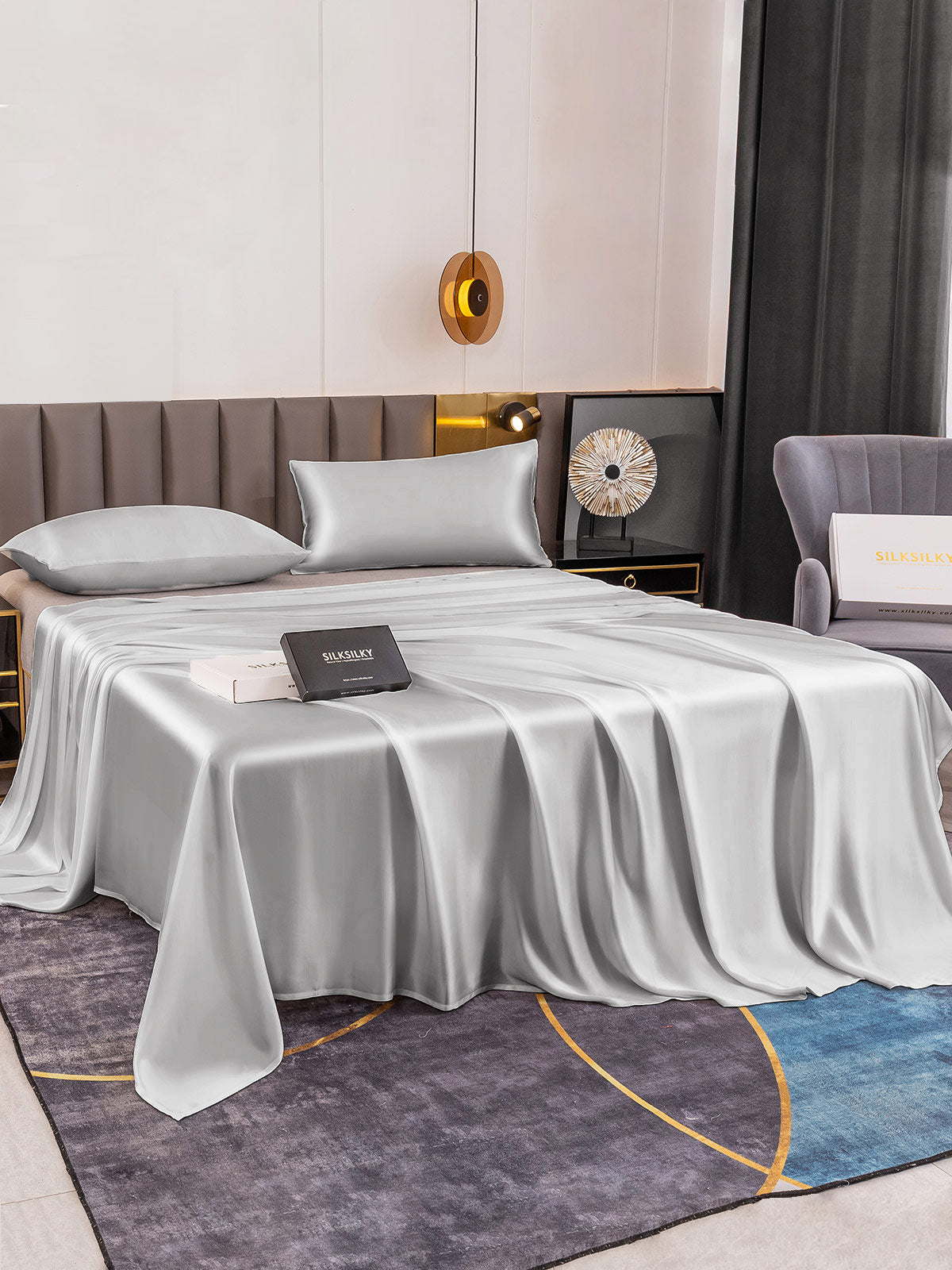[Silver] SilkSilky 19Momme Pure Silk Bedding Set 003