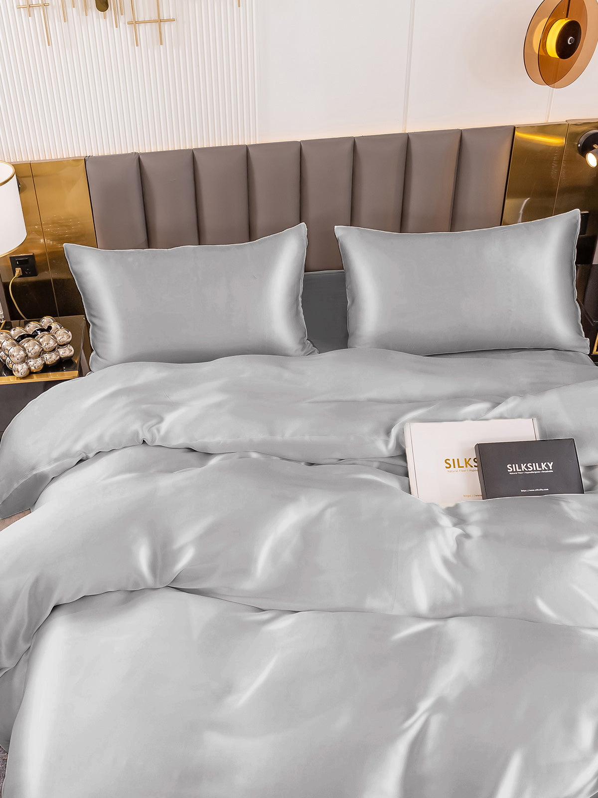 [Silver] SilkSilky 19Momme Pure Silk Bedding Set 004