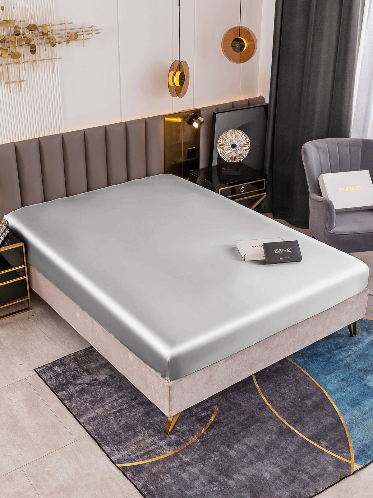 [Silver] SilkSilky 19Momme Pure Silk Sheet 001