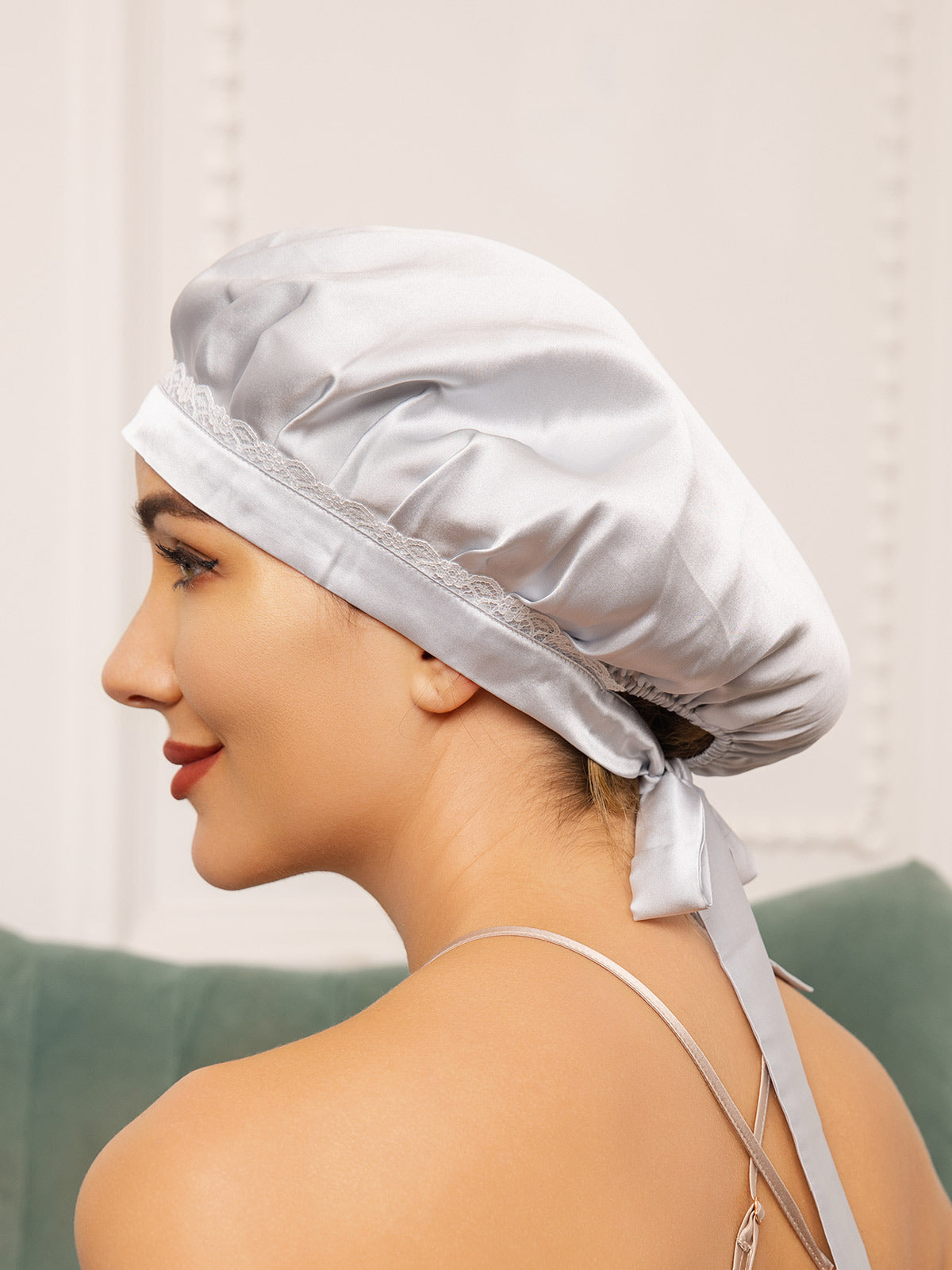 [Silver] SilkSilky Pure Silk Sleep Cap 001