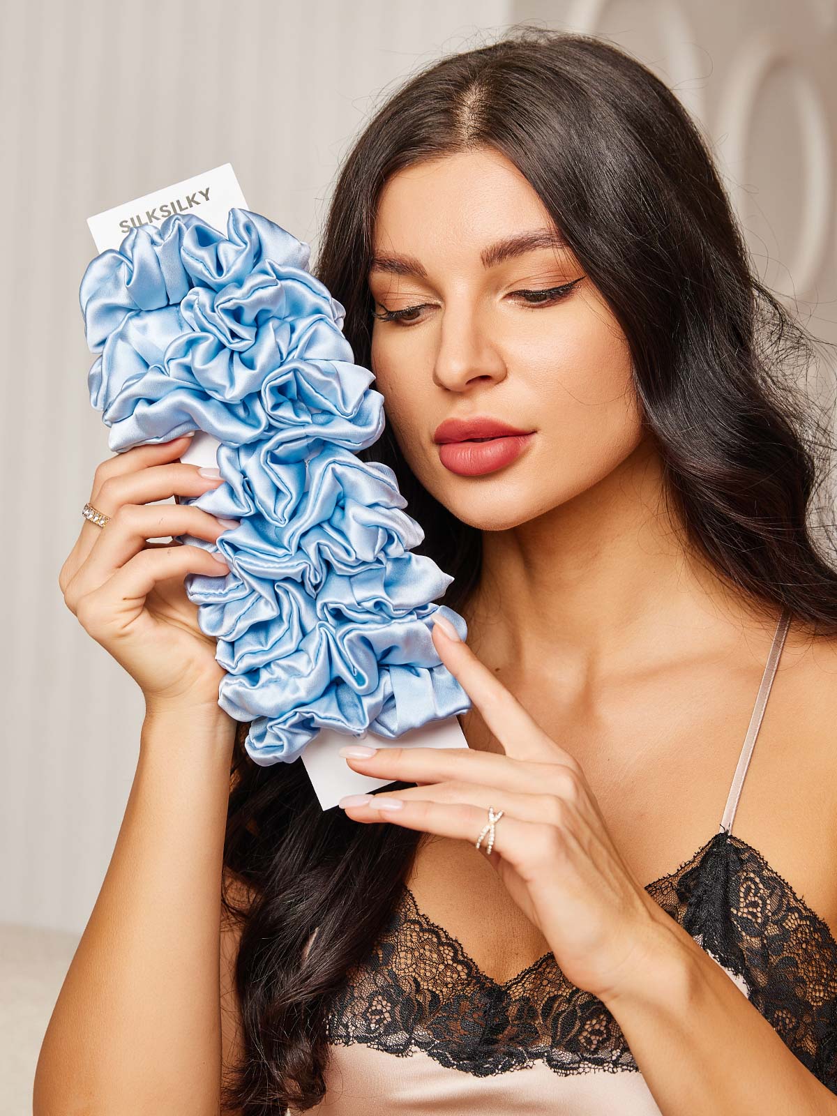 [Sky Blue] SilkSilky 19Momme Pure Silk Scrunchie 001