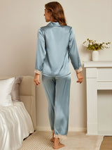 [Steel Blue] SilkSilky  Long Sleeve Women's Pajamas 002