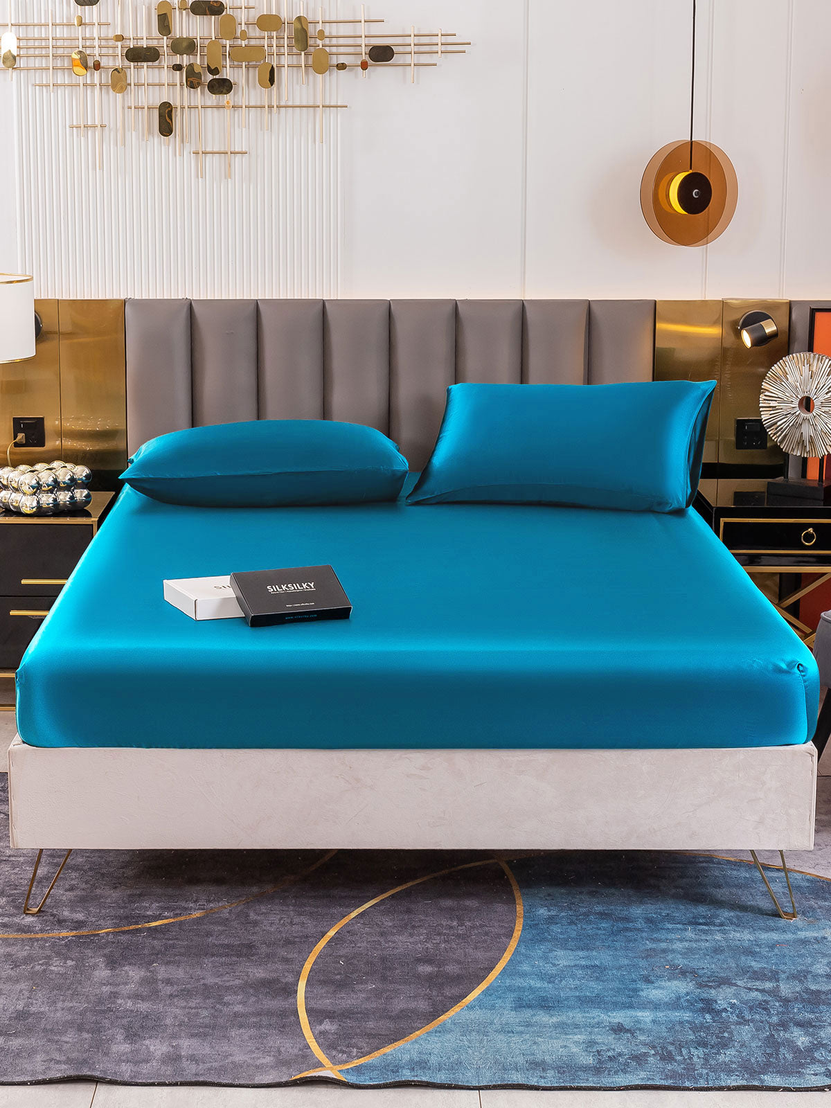 [Teal] SilkSilky 19Momme Pure Silk Bedding Set 002