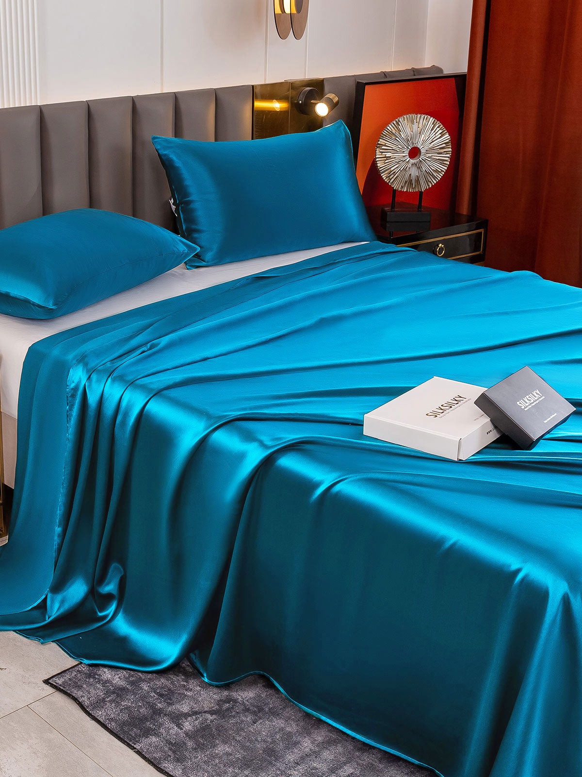 [Teal] SilkSilky 19Momme Pure Silk Bedding Set 004