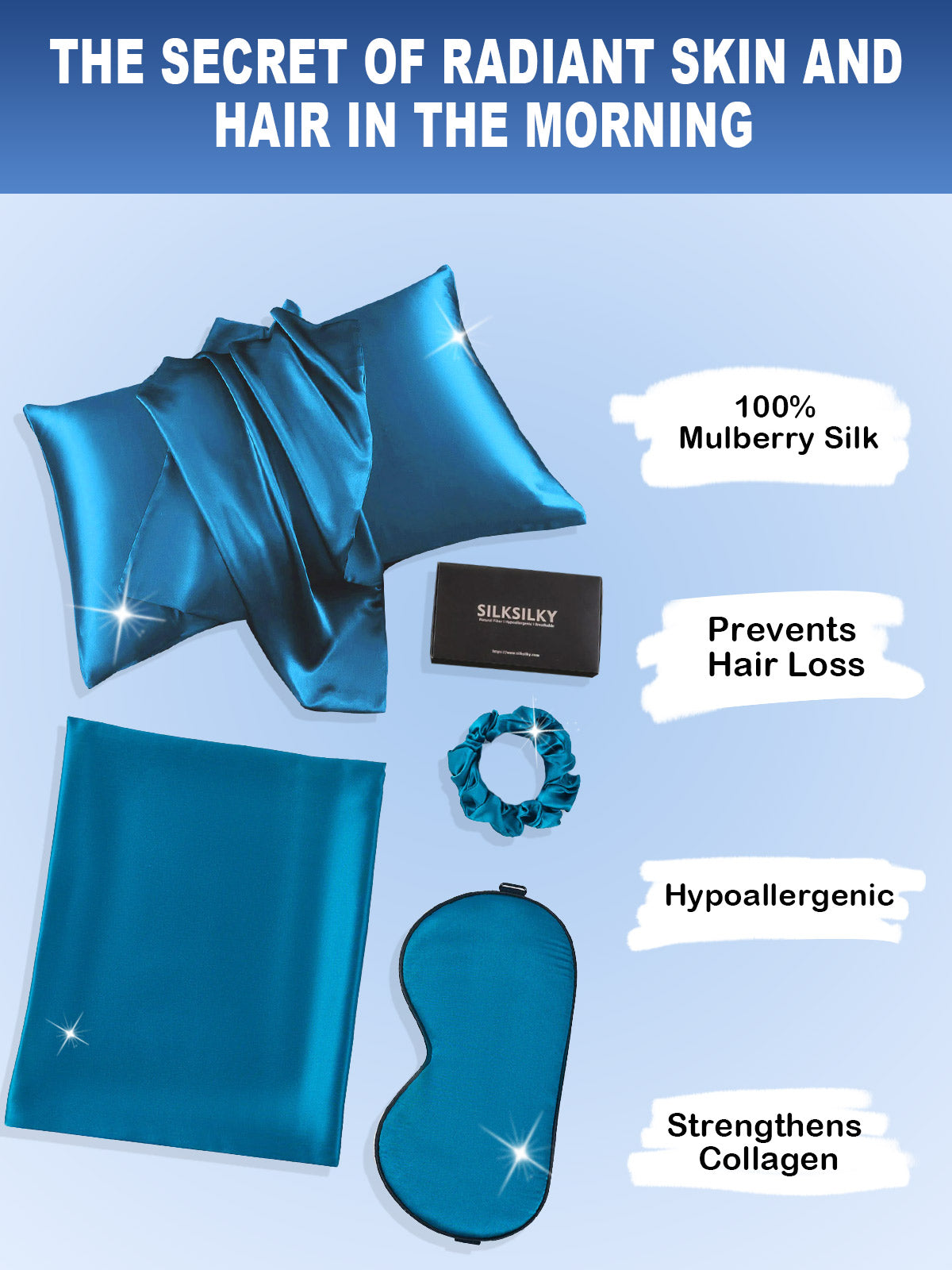 [Teal] SilkSilky 19Momme Pure Silk Pillowcase Set 002