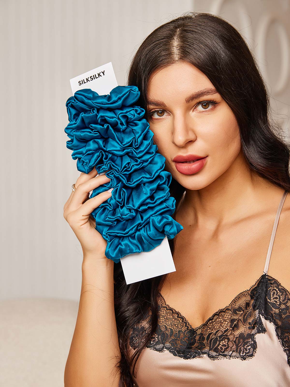 [Teal] SilkSilky 19Momme Pure Silk Scrunchie 001