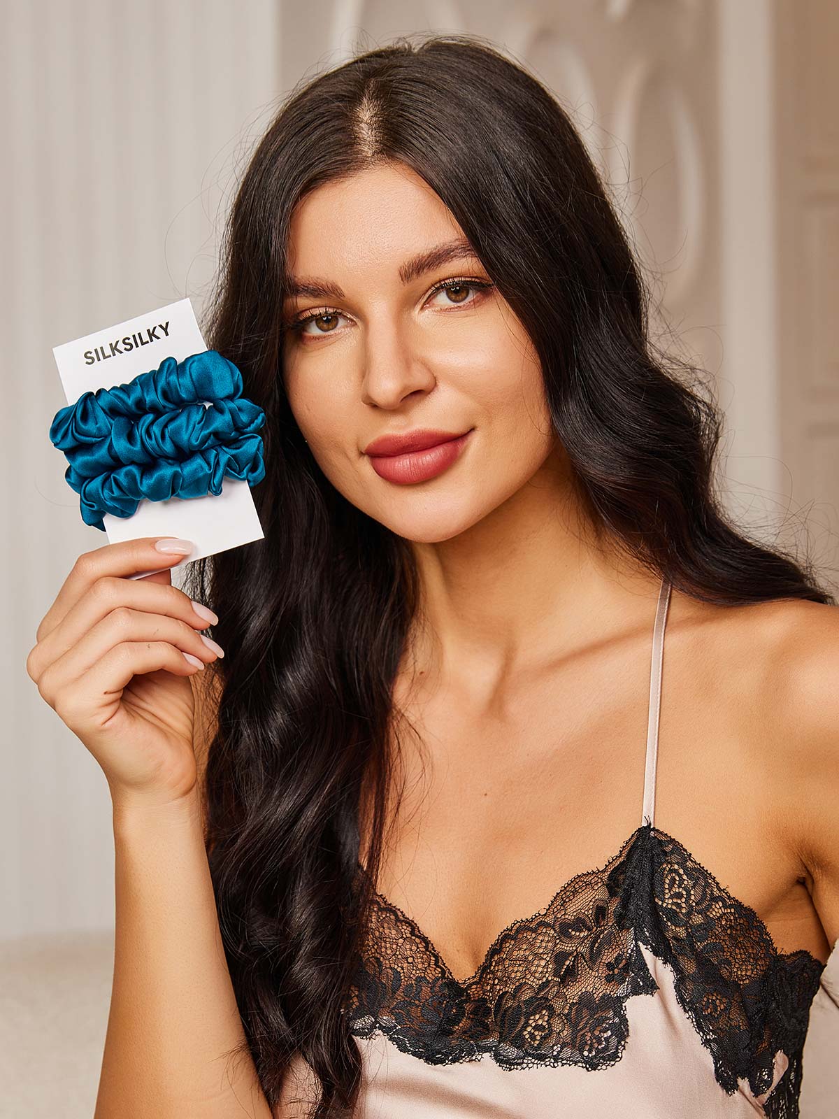 [Teal] SilkSilky 19Momme Pure Silk Scrunchie 001