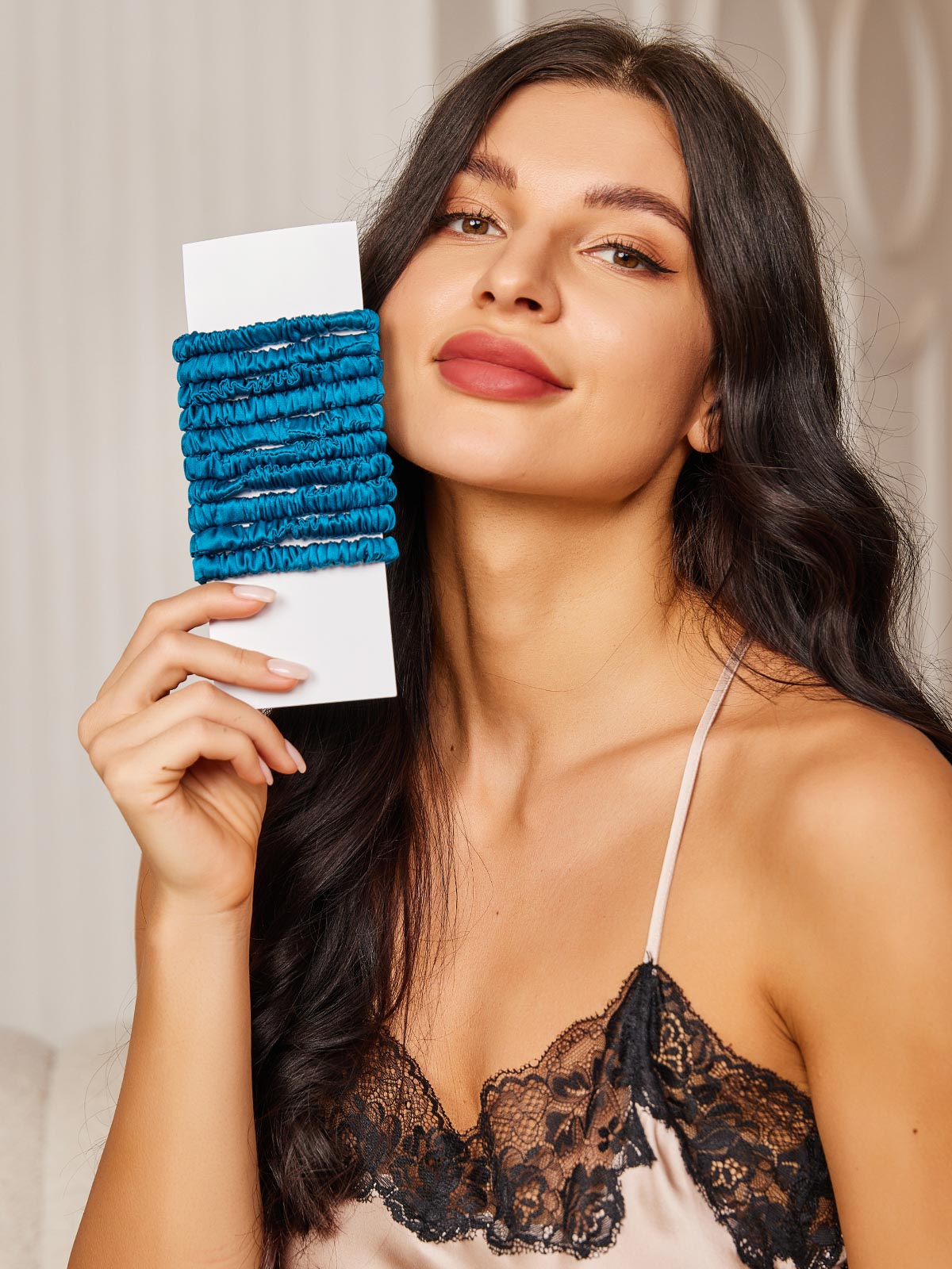 [Teal] SilkSilky 19Momme Pure Silk Scrunchie 002
