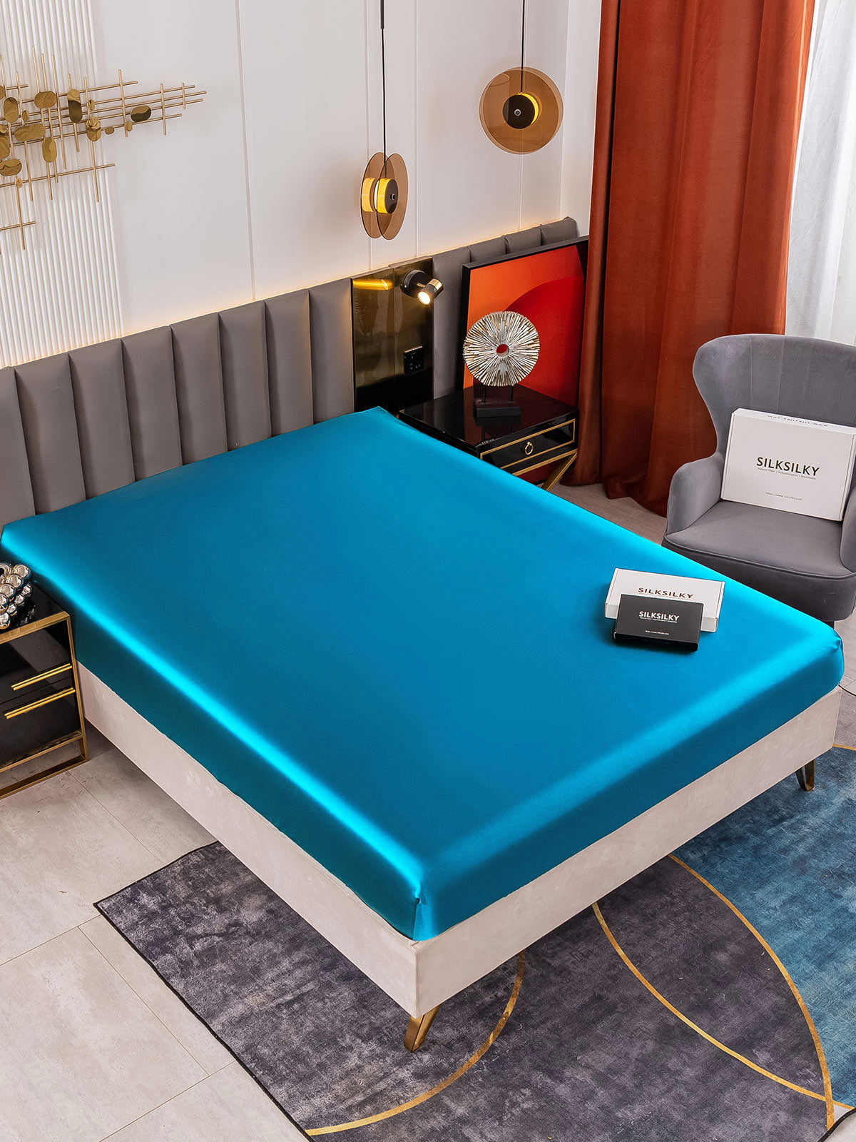 [Teal] SilkSilky 19Momme Pure Silk Sheet 001