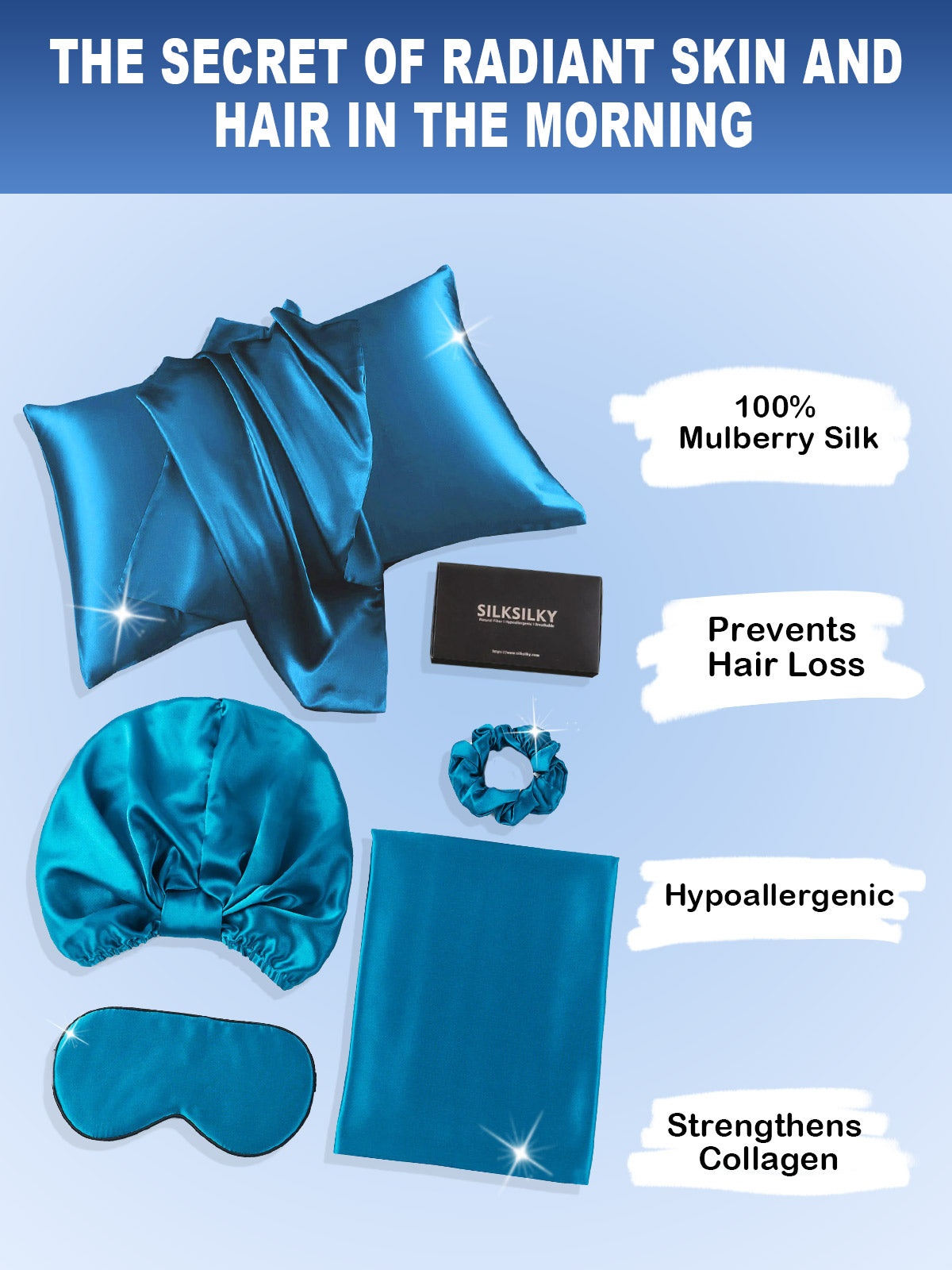 [Teal] SilkSilky 22Momme Pure Silk Pillowcase Set 002