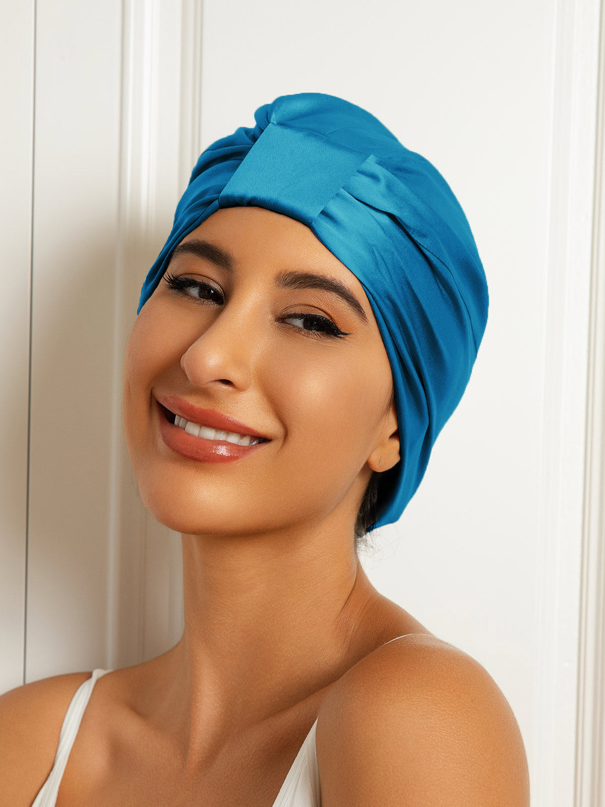[Teal] SilkSilky Pure Silk Sleep Cap 001