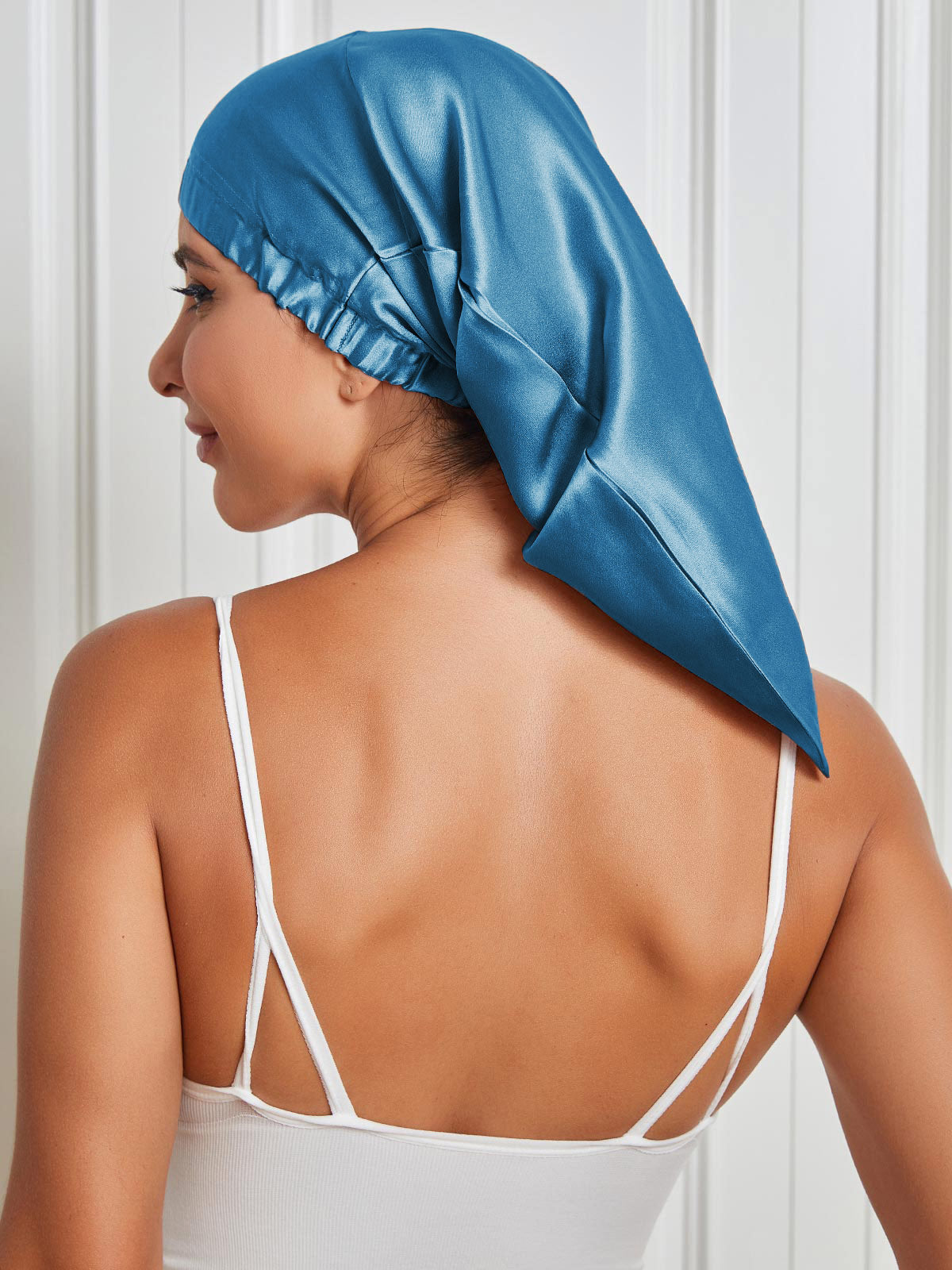 [Teal] SilkSilky Pure Silk Sleep Cap 001