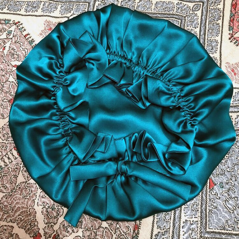 [Teal] SilkSilky Pure Silk Sleep Cap 004