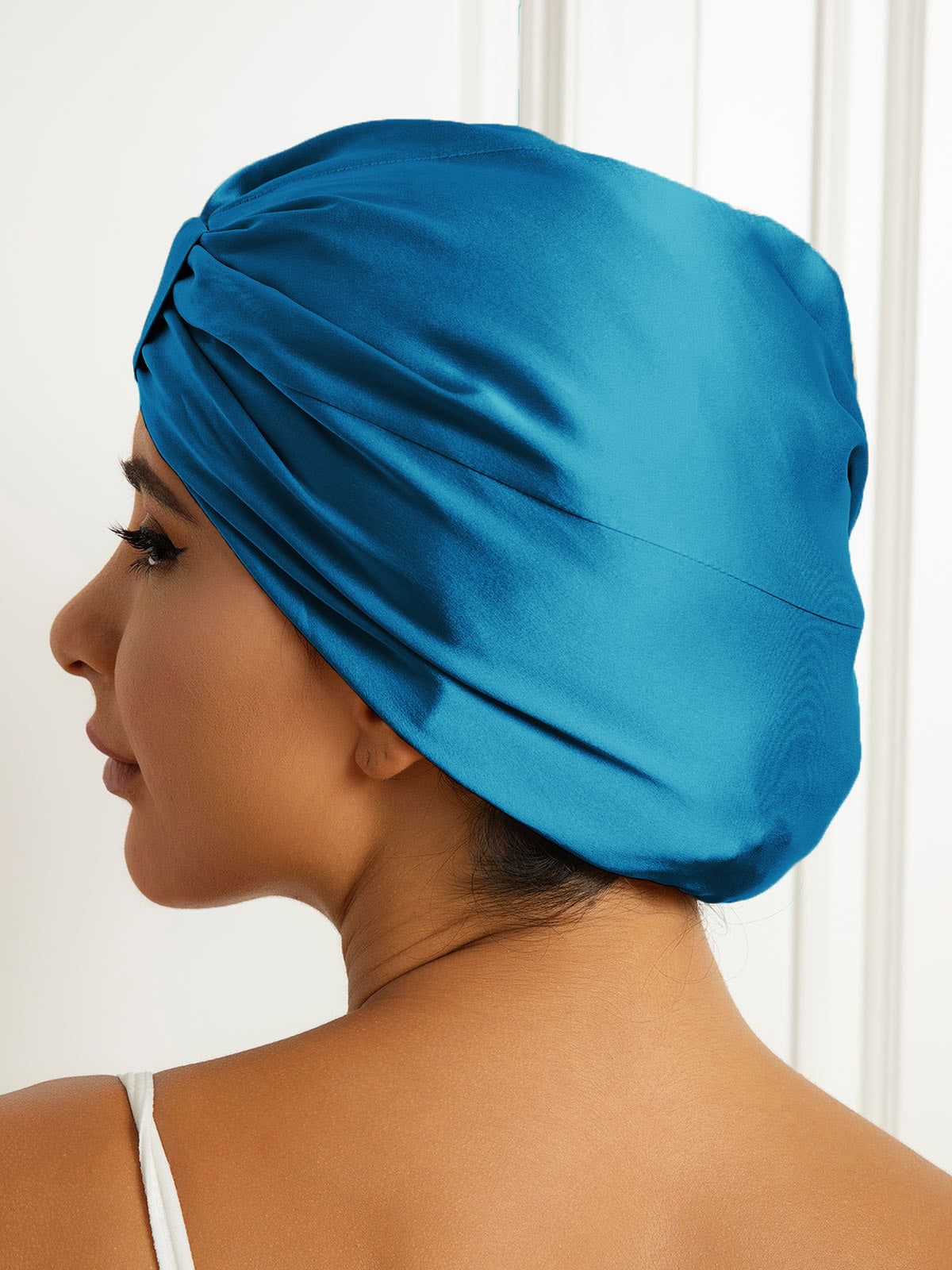 [Teal] SilkSilky Pure Silk Sleep Cap 004