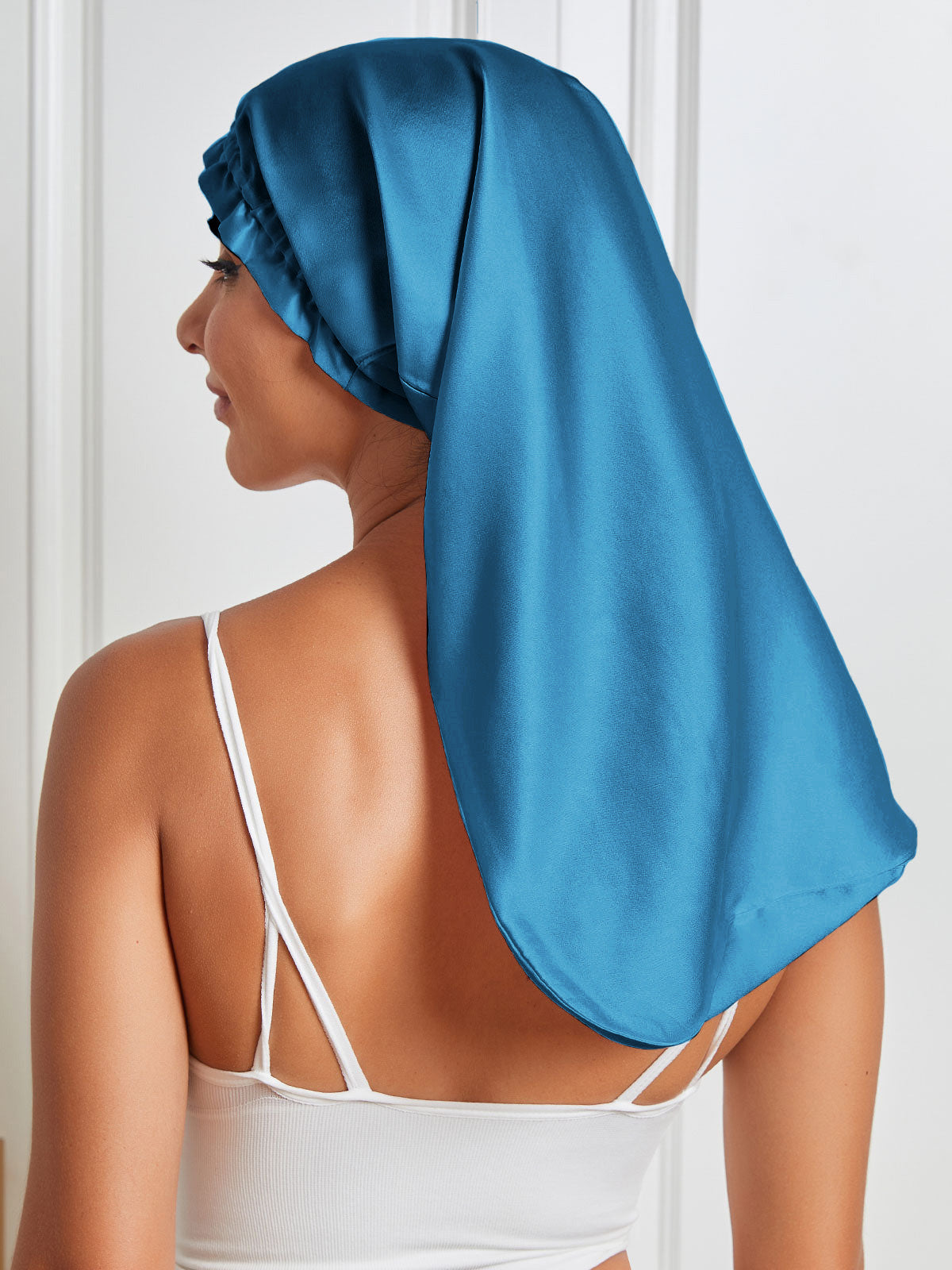 [Teal] SilkSilky Pure Silk Sleep Cap 006