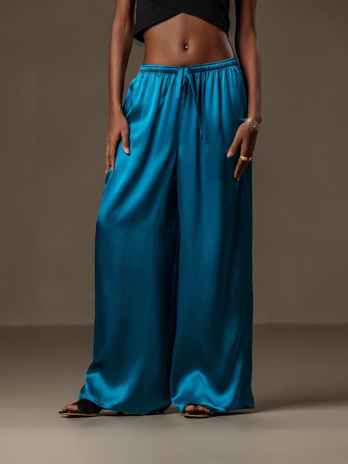 [Teal] SilkSilky  Pure Silk Womens Pants 001