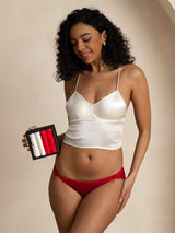 [White+Red] SilkSilky  100% Silk Jersey Panty 002