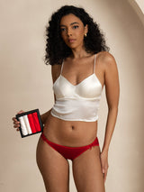 [White+Red] SilkSilky  100% Silk Jersey Panty 003