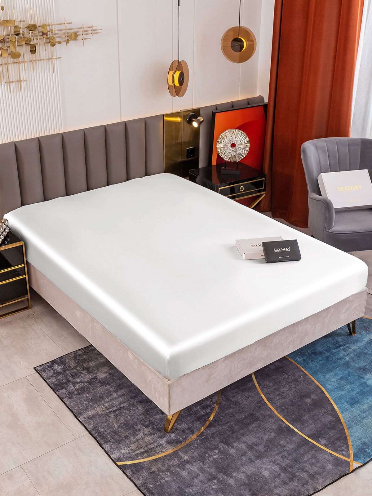 [White] SilkSilky 19Momme Pure Silk Sheet 001