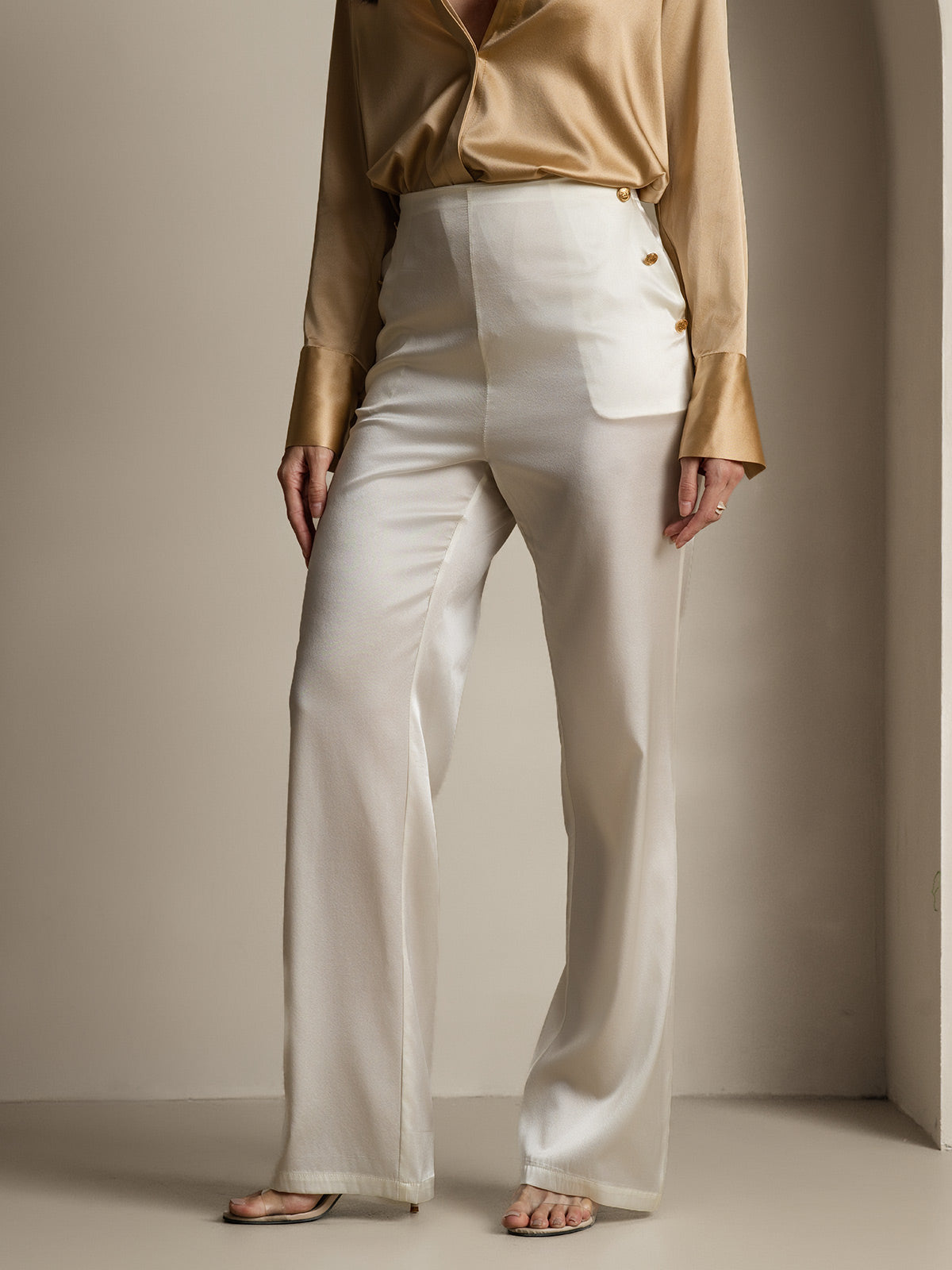[White] SilkSilky 19Momme Silk Womens Pants 003