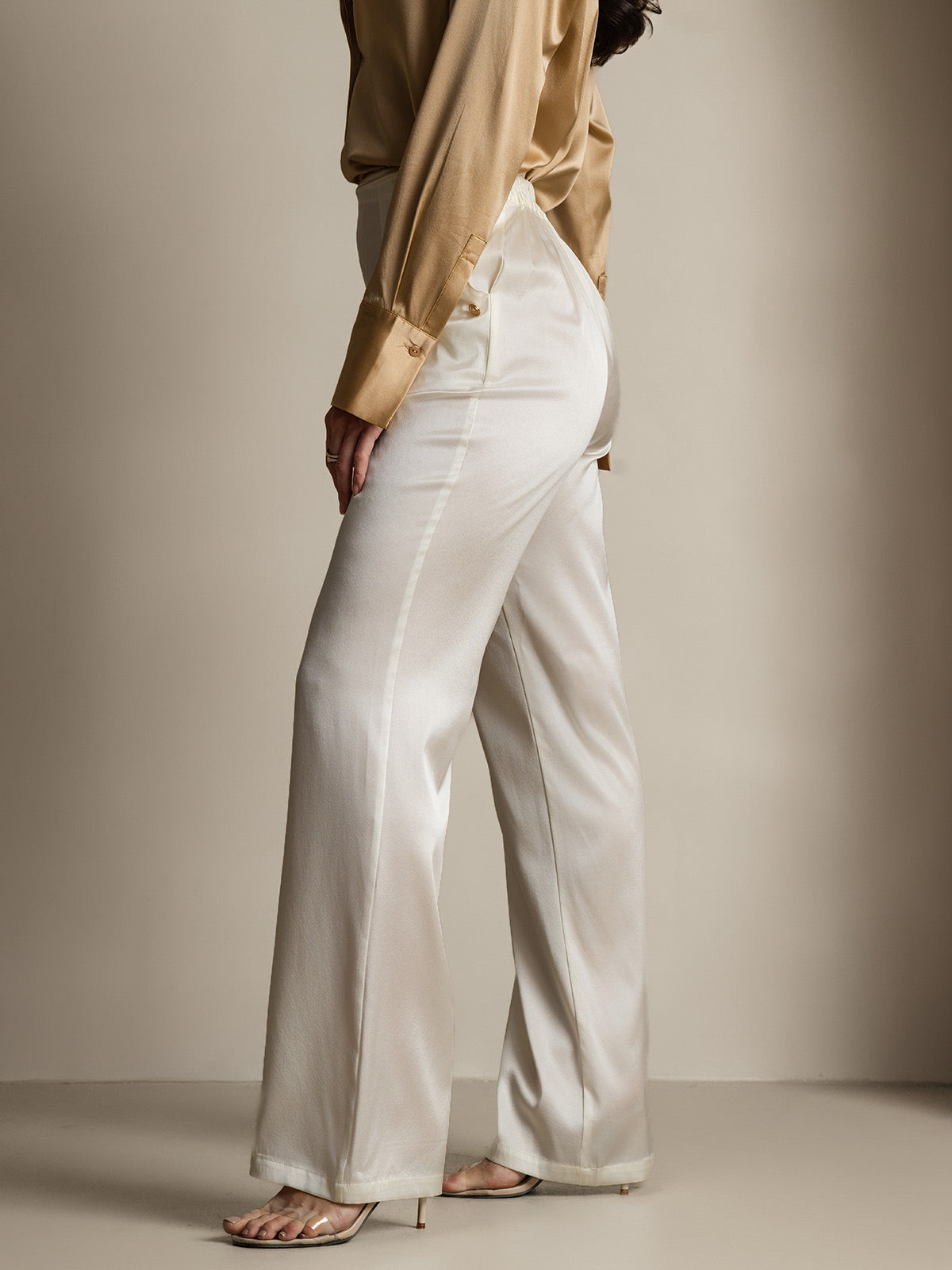 [White] SilkSilky 19Momme Silk Womens Pants 007