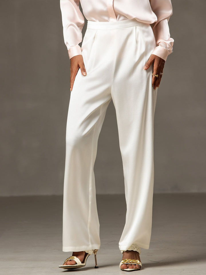 Women's Silk Pants | Elegant Wide Leg & High Waist  SILKSILKY