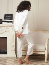 [White] SilkSilky  22Momme Long Sleeve Women's Pajamas 002